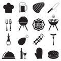 Barbecue grill icon set on white background. BBQ symbols. Vector illustration. Royalty Free Stock Photo