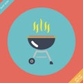 Barbecue grill icon - vector illustration. Flat