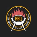 Barbecue and grill label, badge, logo and emblem. Vector illustrations. Steak house