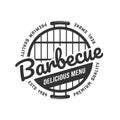 Barbecue and grill label. BBQ emblem and badge design. Restaurant menu logo template. Vector illustration