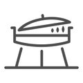 Barbecue grill line icon, bbq concept, brazier sign on white background, Frying pan with lid for picnic icon in outline Royalty Free Stock Photo