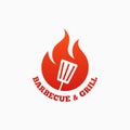 Barbecue and grill logo. BBQ fire flame on white Royalty Free Stock Photo