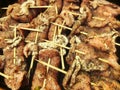 Barbecue grill meat BBQ beef pork shish kebabs kebobs on skewers Royalty Free Stock Photo