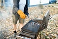 Barbecue Kettle Grill On Backyard Ready Grilling Cookout Food. Royalty Free Stock Photo