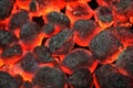 Barbecue Grill Pit With Glowing And Flaming Hot Charcoal Briquet Royalty Free Stock Photo