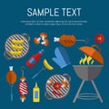 Barbecue grill poster, design template.