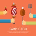 Barbecue grill poster, design template.