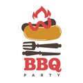 Barbecue or grill sausage logo template.