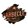 Barbecue grill watercolor logo on black background Royalty Free Stock Photo