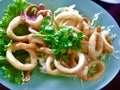 Barbecue grilled squid and sliced. Royalty Free Stock Photo