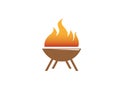 Barbecue grills with fire for logo design Royalty Free Stock Photo