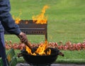 Barbecue grills and flame Royalty Free Stock Photo
