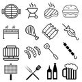 Barbecue icon set. Grill illustration sign collection. BBQ symbol. For web.