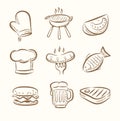 Barbecue icon set Royalty Free Stock Photo