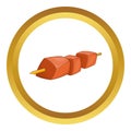 Barbecue kebab on a skewer vector icon