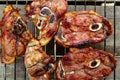 Barbecue lamb meat grill on wooden table