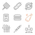 Barbecue linear icons set Royalty Free Stock Photo
