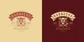 Barbecue logo vector illustration grill steak house or bbq restaurant menu emblem bull head silhouette