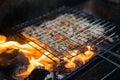 Barbecue meat on coal fire. The ingredient of bun cha is the famous Vietnamese noodle soup with bbq meat, spring roll, vermicelli Royalty Free Stock Photo