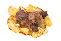 Barbecue meat with potato close-up