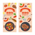 Barbecue party. Grilled fish and vegetables. Vector illustration Royalty Free Stock Photo