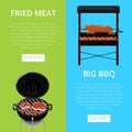 Barbecue party flyers with meats on grill Royalty Free Stock Photo