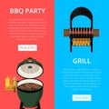 Barbecue party flyers with meats on grill Royalty Free Stock Photo