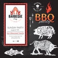 Barbecue party invitation. BBQ brochure menu design. Royalty Free Stock Photo