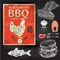 Barbecue party invitation. BBQ brochure menu design. Royalty Free Stock Photo