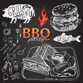 Barbecue party invitation. BBQ brochure menu design.