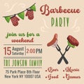 Barbecue party invitation. BBQ invite template. Royalty Free Stock Photo