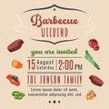 Barbecue party invitation. BBQ invite template. Royalty Free Stock Photo