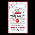 Barbecue party invitation. BBQ template menu design. Food flyer. Royalty Free Stock Photo