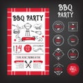 Barbecue party invitation. BBQ template menu design. Food flyer. Royalty Free Stock Photo