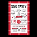 Barbecue party invitation. BBQ template menu design. Food flyer. Royalty Free Stock Photo