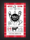 Barbecue party invitation. BBQ template menu design. Food flyer. Royalty Free Stock Photo