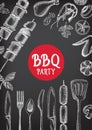 Barbecue party invitation. BBQ template menu design. Food flyer. Royalty Free Stock Photo