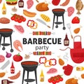 Barbecue party invitation. BBQ template menu design. Food flyer. Royalty Free Stock Photo