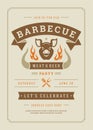 Barbecue party invitation flyer or poster design vector template