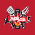 Barbecue party logo Sketch hand made vector Royalty Free Stock Photo