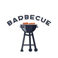 Barbecue party poster with meat steaks on grill, vector illustration. Lovely vector flyer or poster on barbecue party.