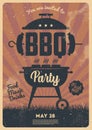 Barbecue party vector flyer or poster design template. Vintage retro style. Invitation card for a barbecue Royalty Free Stock Photo