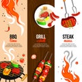 Barbecue Party 3 Vertical Banners Set