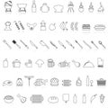 Barbecue Picnic, Grill BBQ outline icons set