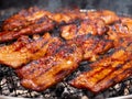 barbecue pork with hot pepper on stove Royalty Free Stock Photo