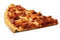Barbecue Pork Pizza Slice On White Background Directly Above View