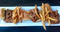 Barbecue pork sliders with fries