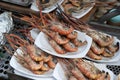 Barbecue Prawns from Ampawa Floating Market, Thailand Royalty Free Stock Photo