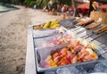 Barbecue prepared for a summer beach party