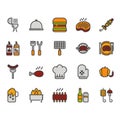 Barbecue related icon set.Vector illustration